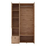 Guardaroba 3 Ante Marrone Rovere Nodi Nero Appendiabiti un Cassetto 117x52 cm, 5 Ripiani - Patzcu