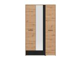 Guardaroba 3 Ante Marrone Rovere Nodi Nero Appendiabiti un Cassetto 119x53 cm, 5 Ripiani - Lavagnoo
