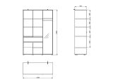 Guardaroba 3 Ante Marrone Rovere Nodi Nero Appendiabiti un Cassetto 138x54.5 cm, 5 Ripiani - Ilbono