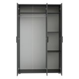 Guardaroba 3 Ante Nero Antracite Appendiabiti 4 Cassetti 111x52 cm, 4 Ripiani - Randazzo
