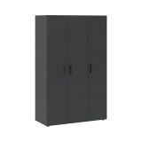 Guardaroba 3 Ante Nero Antracite Appendiabiti 4 Cassetti 111x52 cm, 4 Ripiani - Randazzo