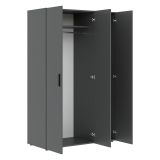 Guardaroba 3 Ante Nero Antracite Appendiabiti 4 Ripiani 111x52 cm, 3 Ante - Pettineo