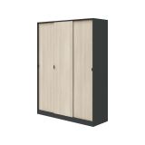 Guardaroba 3 Ante Nero Antracite Marrone Rovere 4 Ripiani Appendiabiti 150x50 cm, 3 Ante - Senales