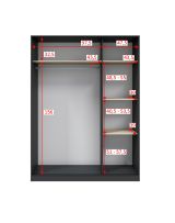 Guardaroba 3 Ante Nero Antracite Marrone Rovere 4 Ripiani Appendiabiti 150x50 cm, 3 Ante - Senales