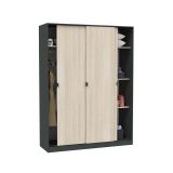 Guardaroba 3 Ante Nero Antracite Marrone Rovere 4 Ripiani Appendiabiti 150x50 cm, 3 Ante - Senales