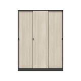 Guardaroba 3 Ante Nero Antracite Marrone Rovere 4 Ripiani Appendiabiti 150x50 cm, 3 Ante - Senales