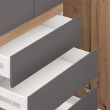 Guardaroba 3 Ante Nero Antracite Marrone Rovere Nodi Appendiabiti 3 Cassetti 117x52 cm, 4 Ripiani - Zuccare