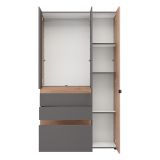 Guardaroba 3 Ante Nero Antracite Marrone Rovere Nodi Appendiabiti 3 Cassetti 117x52 cm, 4 Ripiani - Zuccare