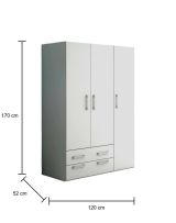 Guardaroba 3 ante Pama, 120x52h170 cm, Bianco