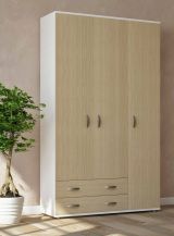 Guardaroba 3 ante Pama, 120x52h170 cm, Bianco e Rovere