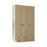 Guardaroba 3 ante Pama, 120x52h170 cm, Bianco e Rovere