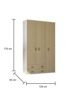 Guardaroba 3 ante Pama, 120x52h170 cm, Bianco e Rovere