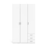 Guardaroba 3 ante Suzette, Mobile camera da letto, Cabina armadio portabiti, Armadio appendiabiti, 115x49 h200 cm, Bianco