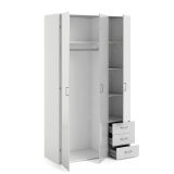 Guardaroba 3 ante Suzette, Mobile camera da letto, Cabina armadio portabiti, Armadio appendiabiti, 116x50 h200 cm, Bianco