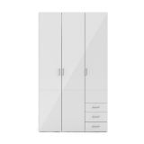 Guardaroba 3 ante Suzette, Mobile camera da letto, Cabina armadio portabiti, Armadio appendiabiti, 116x50 h200 cm, Bianco