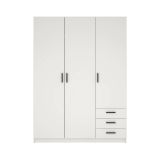 Guardaroba 3 ante Thea, Mobile camera da letto, Cabina armadio portabiti, Armadio appendiabiti, 50x147 h200 cm, Bianco