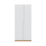 Guardaroba Abilene, Armadio per camera da letto a 2 ante battenti, Mobile con 3 ripiani e barra appendiabiti, 90x52h200 cm, Rovere nodi e Bianco