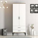 Guardaroba ante battenti noce e bianco 80x200h cm - Doriana