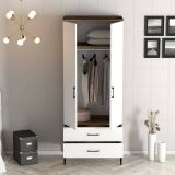 Guardaroba ante battenti noce e bianco 80x200h cm - Doriana