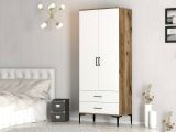 Guardaroba ante battenti noce e bianco 80x200h cm - Doriana