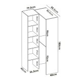 Guardaroba Bernina, Struttura per cabina armadio angolare, Mobile appendiabiti aperto ad angolo, 79x88h186 cm, Rovere