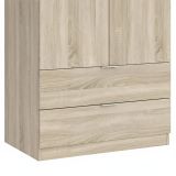 Guardaroba Burbank, Armadio per camera da letto a 2 ante e 2 cassetti, Mobile per camera da letto con barra appendiabiti, 81x52h180 cm, Rovere