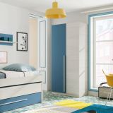 Guardaroba con appendiabiti bianco e blu 90x200h cm - Alpine