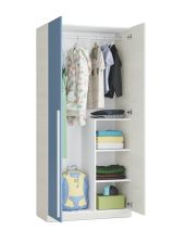 Guardaroba con appendiabiti bianco e blu 90x200h cm - Alpine