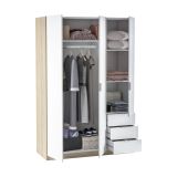 Guardaroba con appendiabiti bianco e rovere 121x180h cm - Apaches