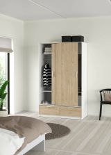 Guardaroba con appendiabiti bianco e rovere 121x200h cm - Kammuri