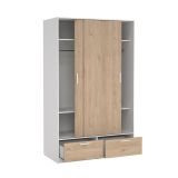 Guardaroba con appendiabiti bianco e rovere 121x200h cm - Kammuri