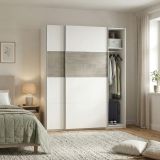 Guardaroba con appendiabiti bianco e rovere 180x200h cm - Ainu