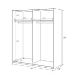 Guardaroba con appendiabiti bianco e rovere 180x200h cm - Ainu
