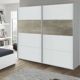 Guardaroba con appendiabiti bianco e rovere 180x200h cm - Ainu