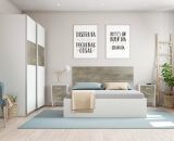Guardaroba con appendiabiti bianco e rovere 180x200h cm - Ainu