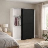 Guardaroba con appendiabiti nero e bianco 182x220h cm - Portlouis