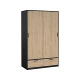 Guardaroba con appendiabiti nero e rovere 121x200h cm - Kammuri