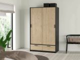 Guardaroba con appendiabiti nero e rovere 121x200h cm - Kammuri