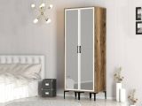 Guardaroba con appendiabiti noce e bianco 80x200h cm - Bagnone