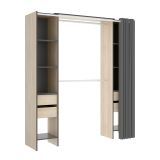 Guardaroba con appendiabiti rovere e antracite 180x205h cm - Era
