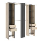 Guardaroba con appendiabiti rovere e antracite 180x205h cm - Era