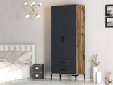 Guardaroba con cassetti noce e antracite 80x200h cm - Doriana