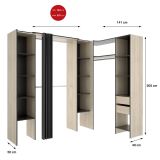 Guardaroba con ripiani regolabili antracite e rovere 234x205h cm - Dindo