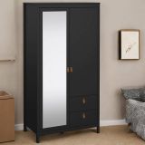Guardaroba con specchio nero 102x199h cm - Lagertha