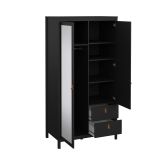 Guardaroba con specchio nero 102x199h cm - Lagertha