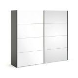 Guardaroba con specchio nero e bianco lucido 242x220h cm - Catalina