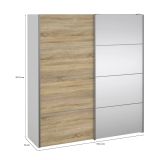 Guardaroba con specchio quercia e bianco 182x201h cm - Cerreto