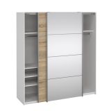 Guardaroba con specchio quercia e bianco 182x201h cm - Cerreto