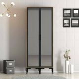 Guardaroba design noce e antracite 80x200h cm - Bagnone