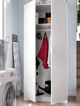 Guardaroba Giovo, Mobile appendiabiti per camera da letto, Armadio a 2 ante battenti, 81x52h184 cm, Bianco